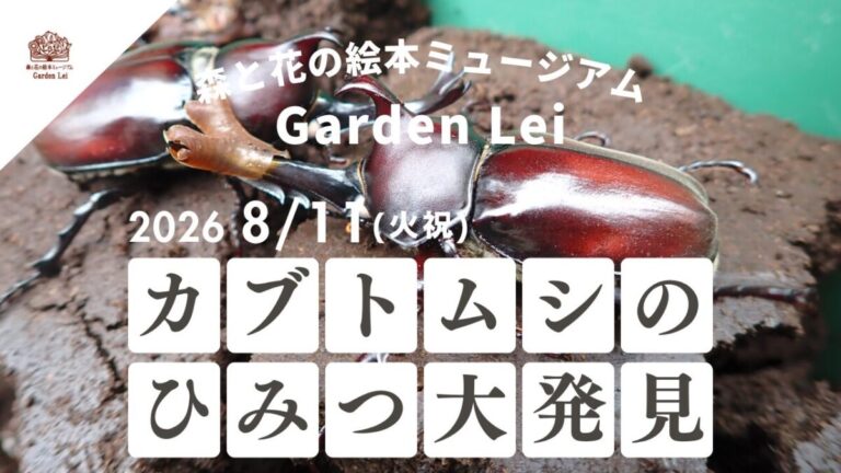 【広島／世羅】サイエンスカフェ in Garden Lei　カブトムシのひみつ大発見！カブトムシについて楽しく学ぼう　参加者にはカブトムシをプレゼント《森と花の絵本ミュージアムGarden Lei》のメイン画像