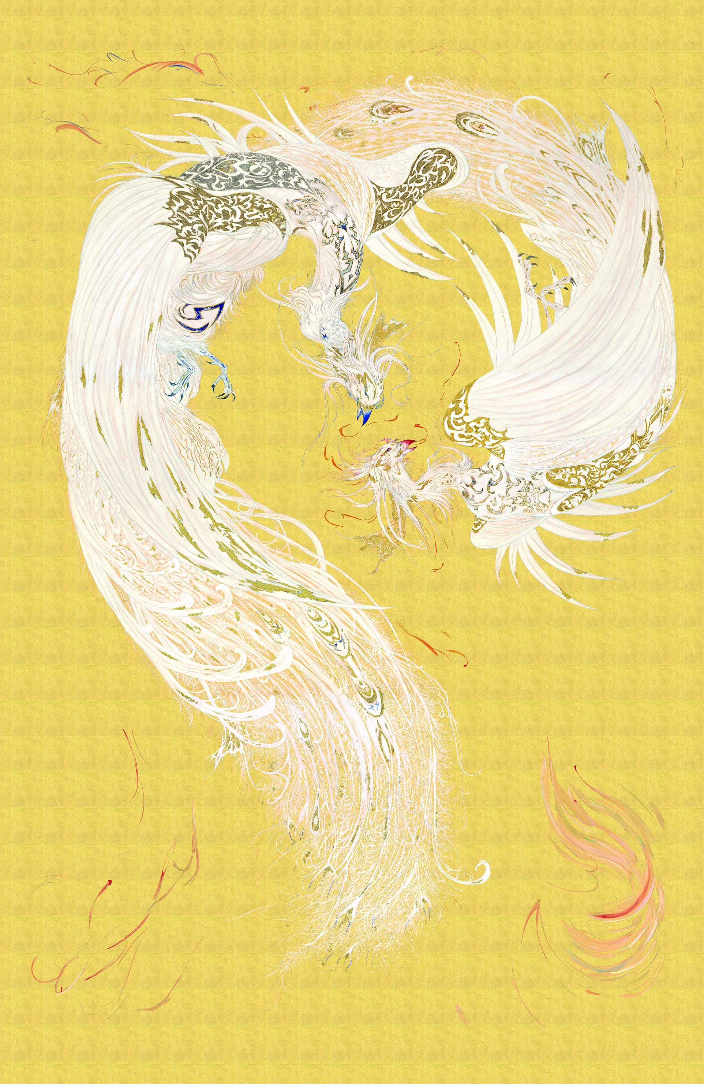 奈良美智、松井冬子、天野喜孝、池田満寿夫などの作品を展示し絵画と本を連想でつなぐ角川武蔵野ミュージアムのコレクション展「絵からはじまる本とつながる～もう一つの本棚劇場～」を10月20日より開催のサブ画像1_天野喜孝《鳳凰図》2020年