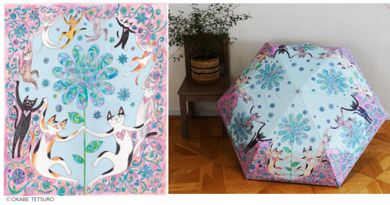 【ねこ画家おかべてつろう氏サイン会】バッグ・小物・傘デビュー記念。人の心に寄り添う作品、優しいメッセージと共に描かれている世界観が日常を楽しくするアイテムに。のメイン画像