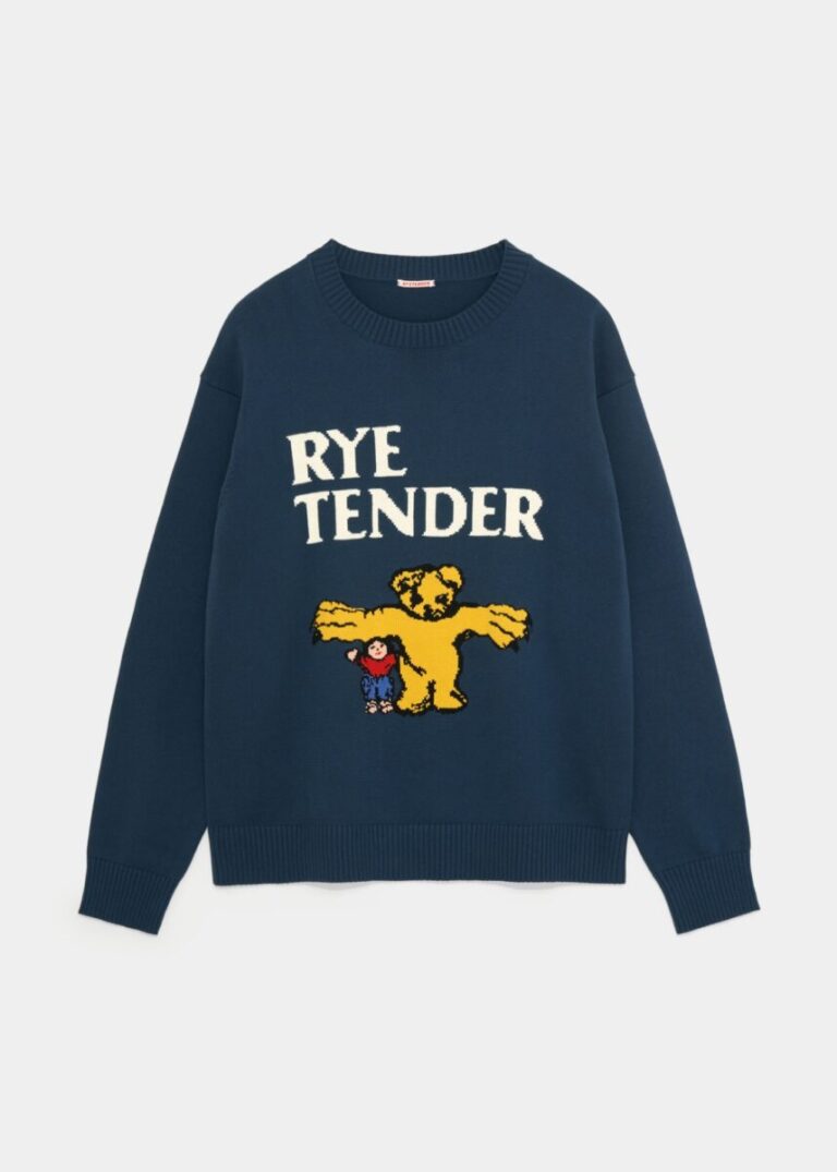 RYE TENDER × 我喜屋位瑳務 原画作品を編み柄で表現した、色と線が躍るアートニット 3月7日（土）より自社ECサイトにて発売のメイン画像