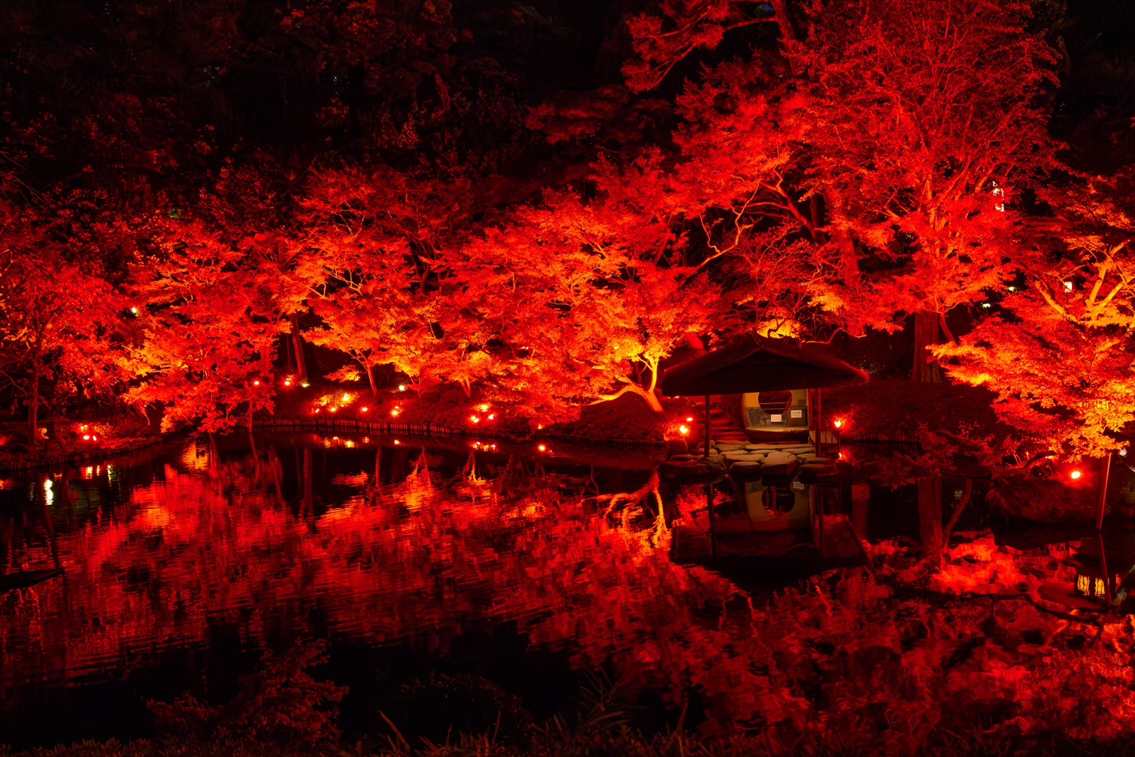 〈11/23(土・祝)〜12/15(日)開催〉八芳園の庭園を赤に染めるライトアップイベント『TOKYO RED GARDEN 2024』を開催のサブ画像1_※過去のライトアップの様子です