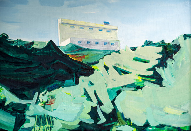 【NADiff a/p/a/r/t 】画家・O JUNの新作個展「三つの絵」を12月17日（金）より開催。オープニングではライブパフォーマンスを披露のサブ画像1_石鏡のホテル（部分）　2021　キャンバスに油彩　727×910mm　撮影：松見拓也　©︎ O JUN　Courtesy of Mizuma Art Gallery
