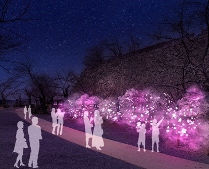 光のアートやライトアップで夏の津山城に“夏桜”を演出　　　　　　　　　　　　　　　「津山城ナイトファンタジア夏桜by ELEMENTS」開催決定のサブ画像2_イメージパース