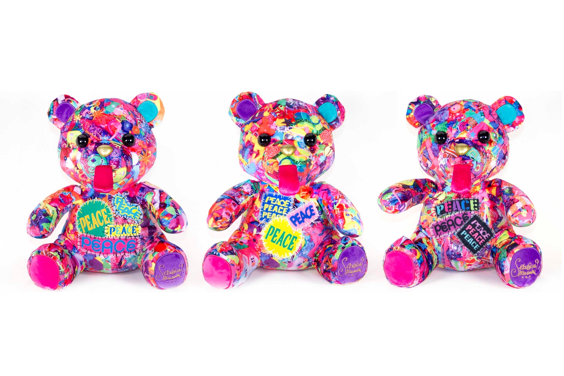 増田セバスチャンのチャリティアート展『COLOR FOR PEACE』ニューヨークで開催のサブ画像4_《Bear Peace Piece》320mm×250mm (2022年)