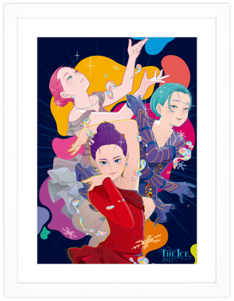 「THE ICE 2022」坂本花織・三原舞依・宮原知子 × 人気イラストレーターMITSUME オリジナルコラボイラスト絵画を販売！のメイン画像