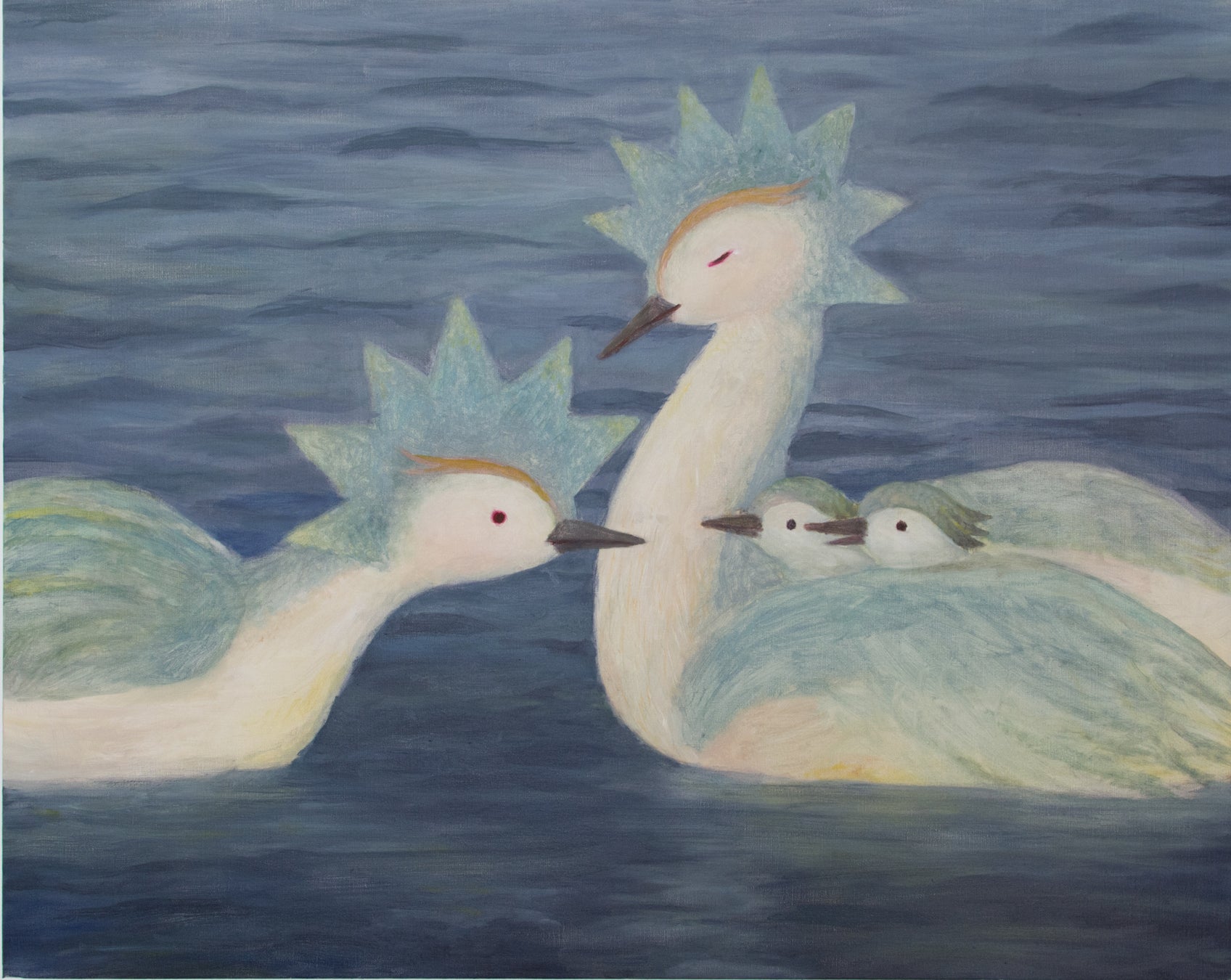【OIL by 美術手帖ギャラリー】動物をモチーフに陶彫、絵画、彫金作品を手掛けるアーティスト・長田沙央梨の個展「ひかりのこうずい かみさまのしっぽ」を7月15日（金）から開催。のサブ画像2_つきのひかりの さすところ　2022　キャンバスに油絵具　727×91mm