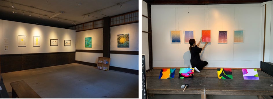 萬福寺アーティストインレジデンス香福廊、第5期滞在アーティストを迎え、4人展「『YU・I・SHI・N』と和多志」を開催！のサブ画像2_展示の様子／（右）岡田美香の入り口展示