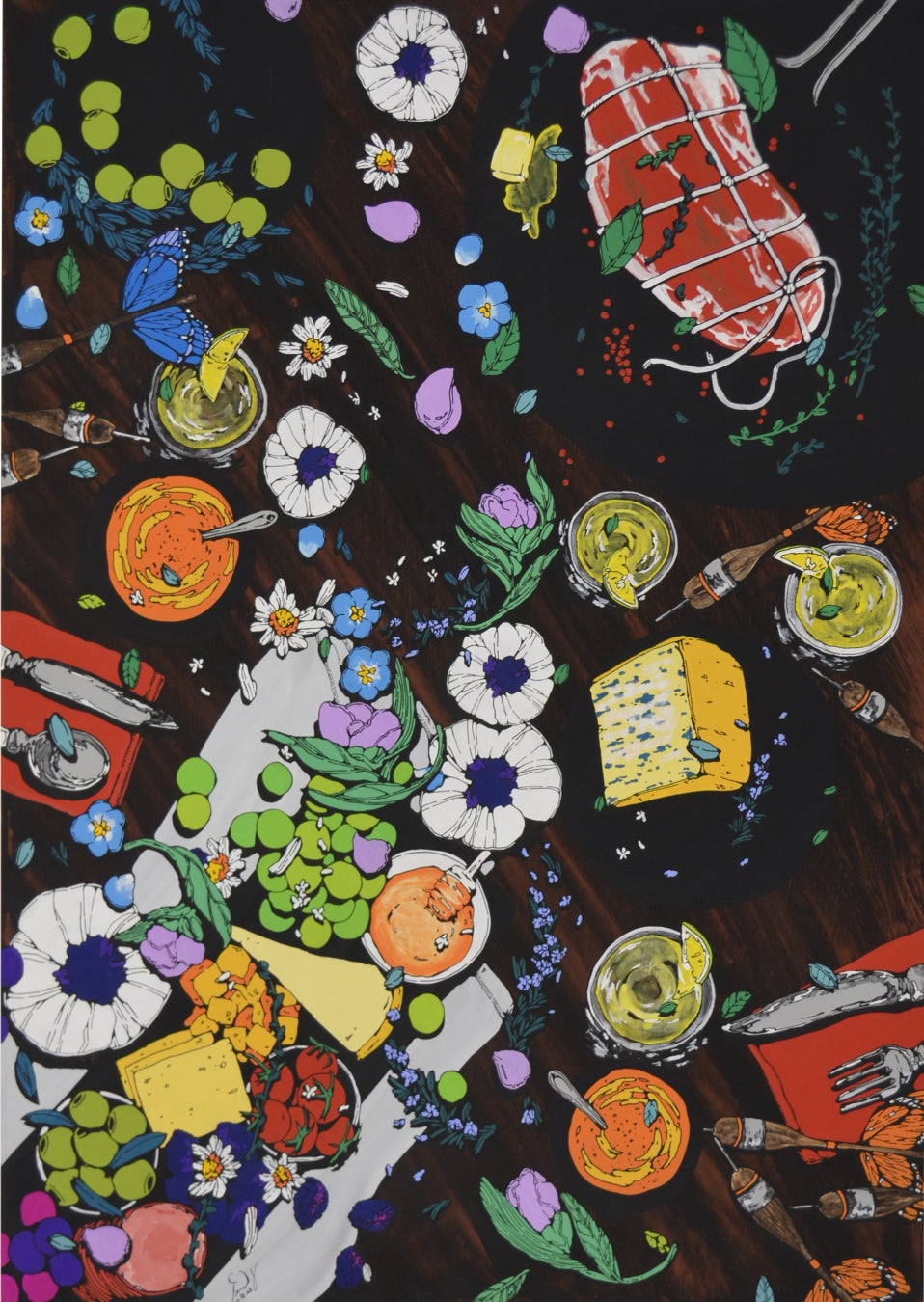 夏の軽井沢で食を“鑑賞”する｜人生にひと匙のスパイスを加える個展「add a dash of spice to life」のサブ画像4_icco Yoshimura『Blessed X』 84.0 × 59.6 cm, パネル アクリル, 2019年