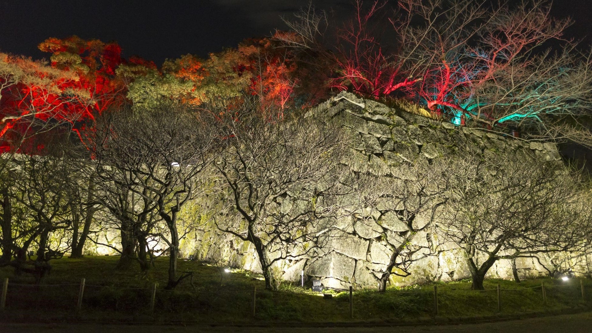 RCC開局70年イベント「チームラボ 福山城 光の祭」を12月2日から開催のサブ画像3_チームラボ《呼吸し呼応する石垣》©チームラボ ※参考画像