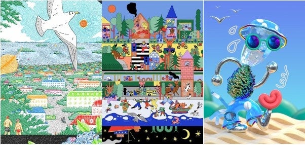 ヘルシンキ市、魅力を伝えるキャンペーン「The Helsinki Curious」を展開　日本人アーティスト中村隆氏がキャンペーンアーティストに就任！のサブ画像2_発表作品：左から中村隆、Aysha Tengiz、Jack Sach