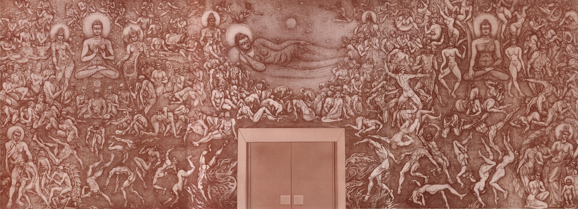 宗教画家・杉本哲郎の代表作、大阪本願寺津村別院壁画《無明と寂光》と哲郎の画業に迫る講演会の開催のサブ画像1_《無明と寂光》　昭和44年（1969)