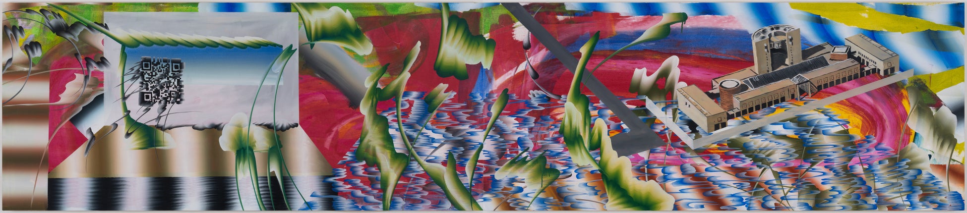 【横浜美術館】New Artist Picks: Wall Project　浦川大志｜掲示：智能手机ヨリ横浜仮囲之図のサブ画像5_《窓と壁》　2022年　パネルに綿布、ジェッソ、アクリル　75×322cm　撮影：山中慎太郎