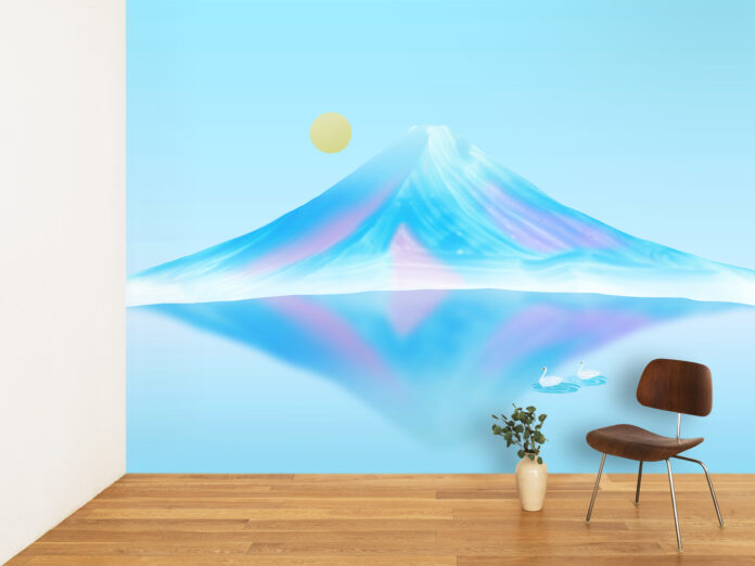壁紙ブランド「WhO（フー）」より、日本画原点のグラフィックデザイナーが描く新柄登場。富士山の浮かぶ風景を幻想的に表現。のメイン画像