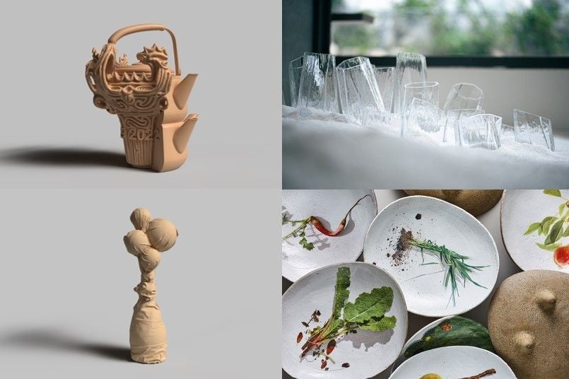 ワールド北青山ビルが今年もメイン会場に 「DESIGNART TOKYO 2022」10/21（⾦）〜10/30（⽇）開催  　 サステナブル×テクノロジーをテーマに、クリエイターの作品が並ぶのサブ画像2_写真右上から時計回りに：CRYSTN「the SP!RAL」、Seeds of Heritage、 Enfold type 1 by BCXSY 、Fusion Sculpture #01 by GELCHOP