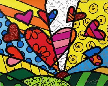 【大丸福岡天神店】世界が称賛したポップアート界のキング『ロメロ ブリット展』がいよいよ、福岡で開催！ロメロブリットが九州の・福岡のお客様のニーズに応え本格始動！のサブ画像2_▲『NOVO DIA』 彼のトレードマークというべきハートをモチーフにした作品。NOVO DIAはポルトガル語で「NEW DAY」の意味。