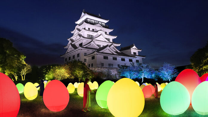 「チームラボ 福山城 光の祭」10/8チケット発売。来場者が描いた福山ゆかりの武将たちが目の前で動き出す《お絵かき武将》の展示も決定。のメイン画像