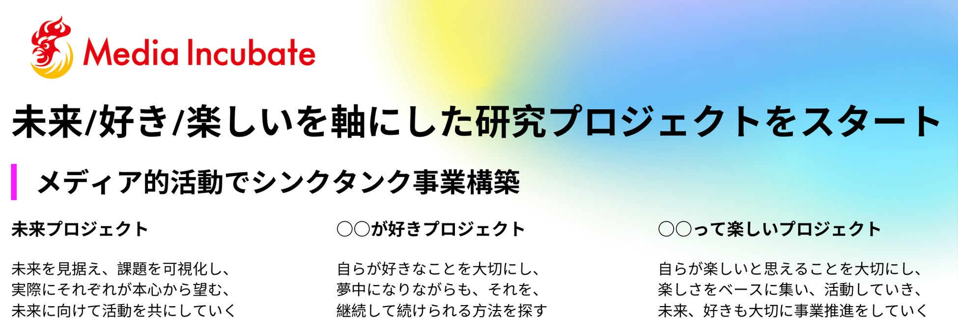 社会課題の解決と事業共創をコミュニティ型で実現するメディアインキュベートが『映画制作事業』に参入。各未来プロジェクト、○○が好きプロジェクト、○○って楽しいプロジェクトとも連携へのサブ画像1