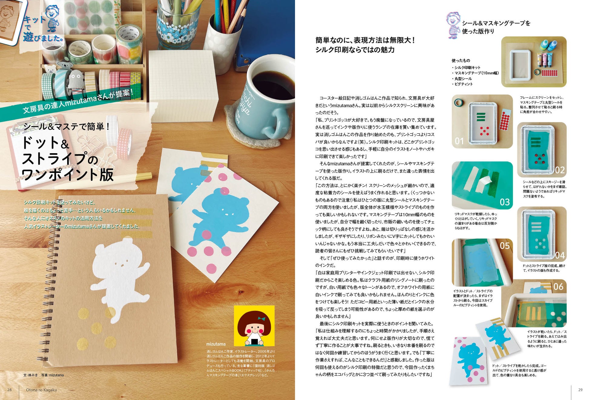 のん、はじめてのシルクスクリーン印刷体験　オリジナルTシャツが自宅で印刷できる！　『大人の科学マガジン　シルク印刷キット』新発売のサブ画像4_▲プリントゴッコが今でも大好きというmizutamaさんの作例を紹介