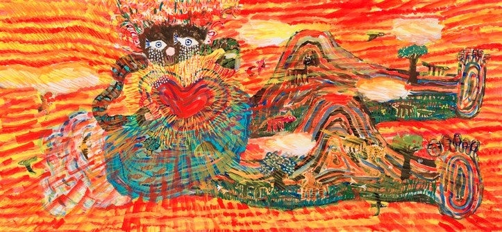 特別展「ブラチスラバ世界絵本原画展―絵本でひらくアジアの扉」東大阪市民美術センターで、2023年2月8日～3月12日に開催のサブ画像8_ミロコマチコ《ドクルジン》Ⓒmirocomachiko