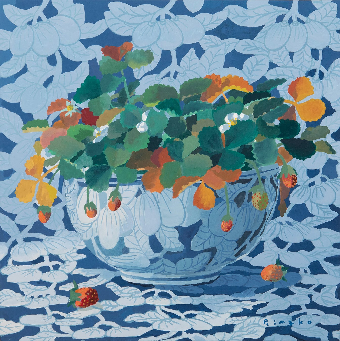 【セイコーハウス銀座ホール（旧和光ホール）】「堀川理万子絵画展 －うつしみのユートピア－」を4月27日(木)より開催のサブ画像2_「びわの器いちごの実」　4号 S