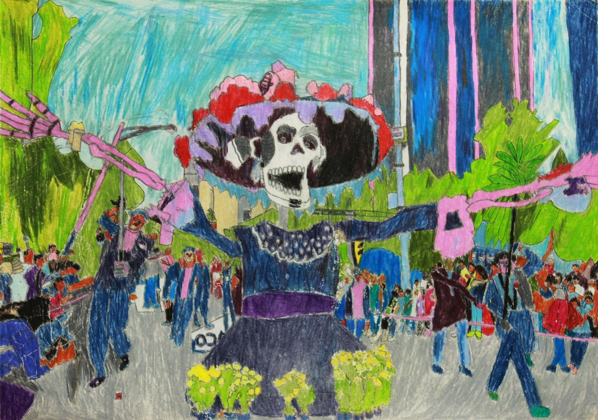 絵画・立体作品や取材資料とあわせた展示会「なんぞやひととはととうこととみじかいいろぺんしる」を4月11日から開催のサブ画像4_吉田裕志《死者の日》 2019年｜380×541mm｜色鉛筆、紙
