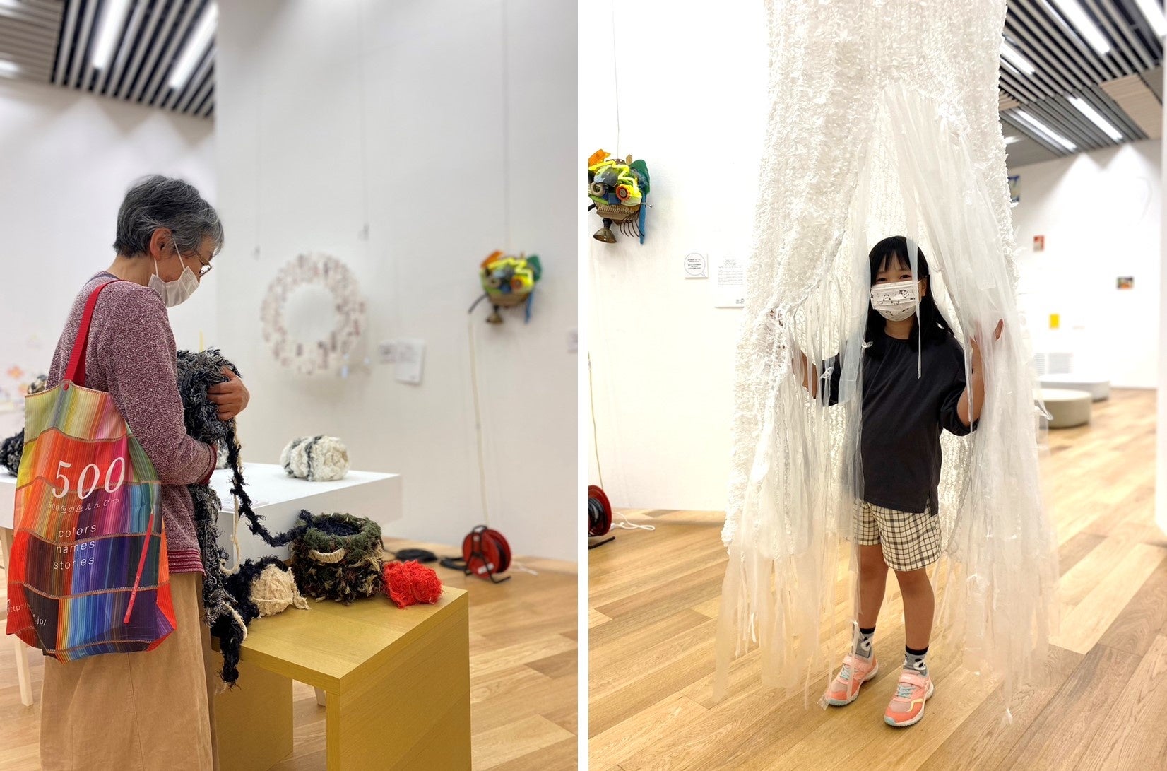 全国的に珍しい“廃棄物”をテーマにしたアート展｜サステナブルな世界観を鑑賞する『見て・触れて・聴く』アート作品展を熊本県で開催しました。のサブ画像3_廃棄物アートに「触れる」様子