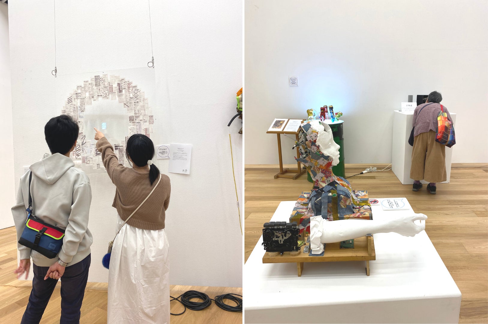 全国的に珍しい“廃棄物”をテーマにしたアート展｜サステナブルな世界観を鑑賞する『見て・触れて・聴く』アート作品展を熊本県で開催しました。のサブ画像4_廃棄物アートを「見て・聴く」様子