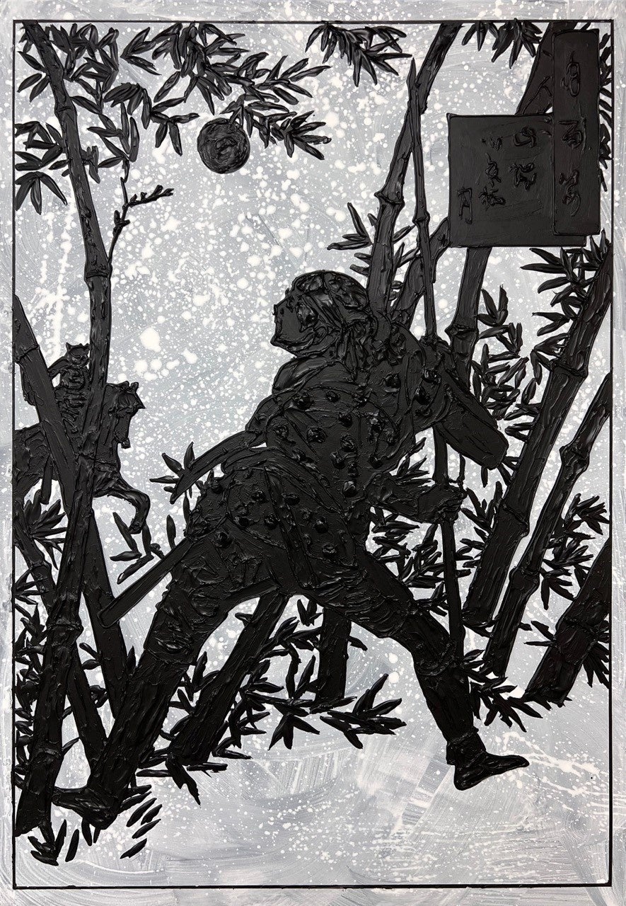 【銀座 蔦屋書店】ヒロ杉山の個展「BLACK MOON」を10月7日（土）より開催。名画のモチーフを黒く塗りつぶしシルエット化したブラックペインティングシリーズの新作を公開。のサブ画像1_“BLACK MOON 01” 2023　acrylic on canvas    1303mm x 803mm