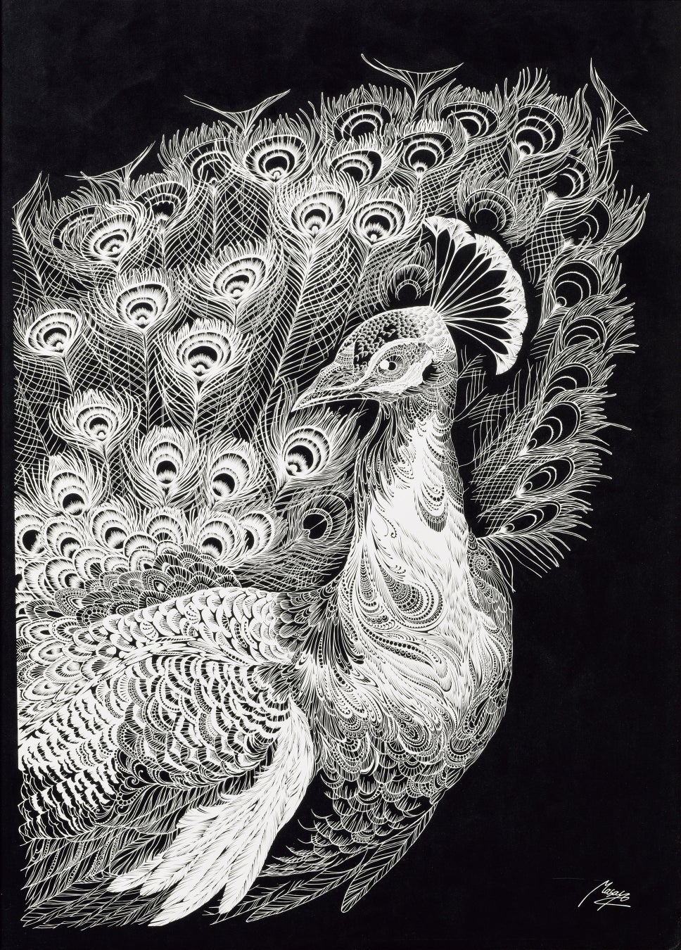 神戸ファッション美術館は、11月18日(土)から特別展「日本の切り絵 7人のミューズ」を開催します。のサブ画像3_《昴然（孔雀）》2019年／切り剣Ｍasayo