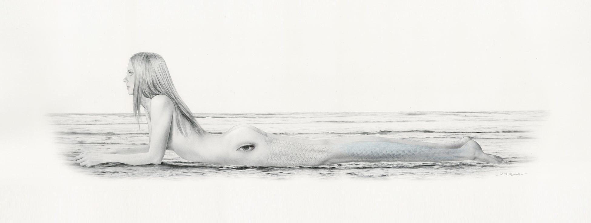 【NADiff a/p/a/r/t】伊豫田晃一の個展「 Visionaire ──眼差しの先 」を10月26日（木）より開催。多様な技法で描かれた精巧で幻想的な新作を公開。のサブ画像1_伊豫田晃一「海辺のメリュジーヌ」（2023年）