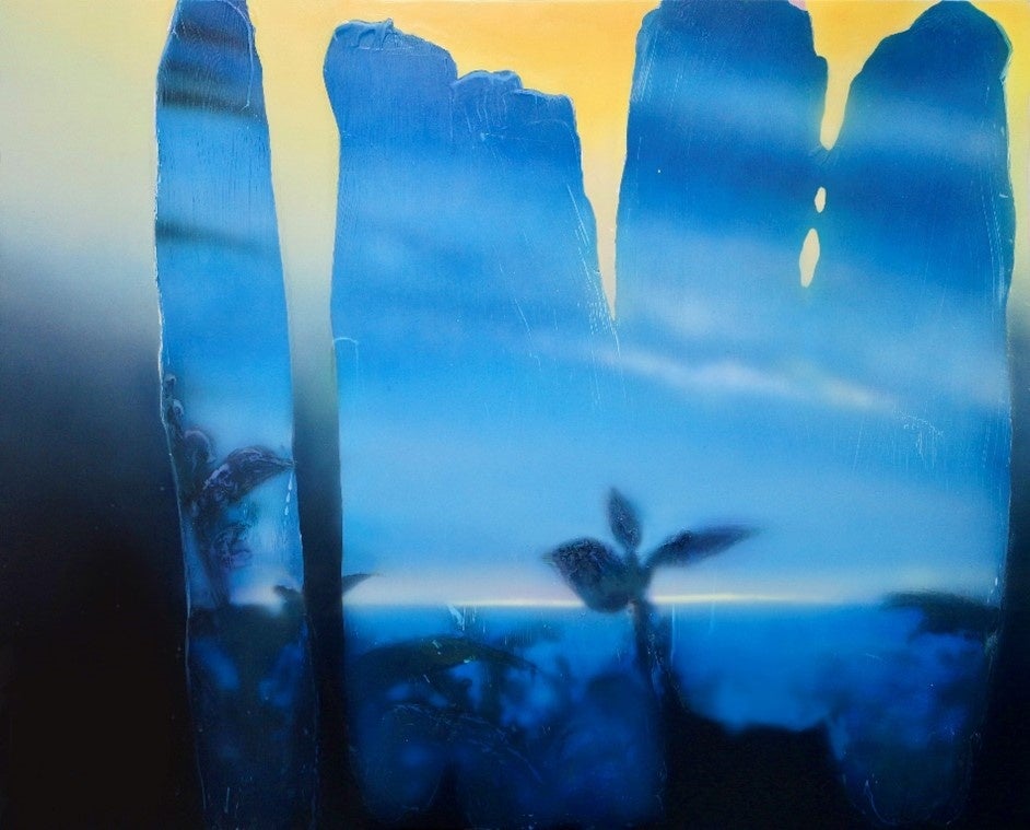 【銀座 蔦屋書店】岡田菜美の個展「flow of time」を10⽉14⽇（土）より開催。かつて訪れた場所の風景を重ねて、存在しない景色と自然を描き、鑑賞者の追憶を誘う。のサブ画像1_「void (No.114)」 71× 91 cm ／ acrylic, lacquer on pane