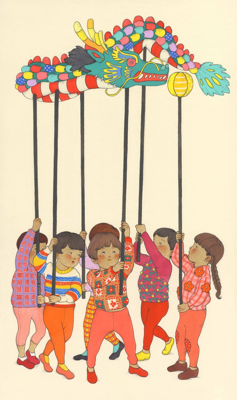 フランスで絵本作家としてデビューした、はっとりさちえの絵画展 あの子のスキップがきこえる を開催のサブ画像2_「上昇思考でいこう」M8　原画　352,000円(税込)