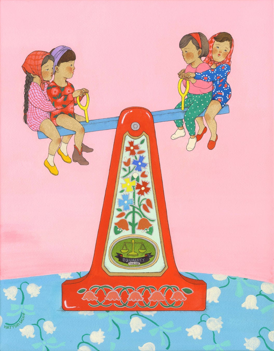 フランスで絵本作家としてデビューした、はっとりさちえの絵画展 あの子のスキップがきこえる を開催のサブ画像3_「自分ばかり与えてると思わないでね」F6 原画　264,000円（税込）
