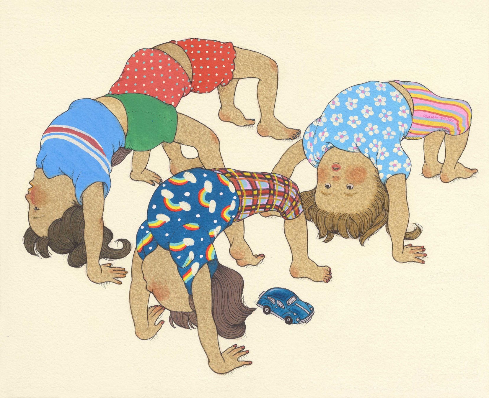 フランスで絵本作家としてデビューした、はっとりさちえの絵画展 あの子のスキップがきこえる を開催のサブ画像5_「固定概念で私を評価しないで」F3　原画　148,500円(税込)