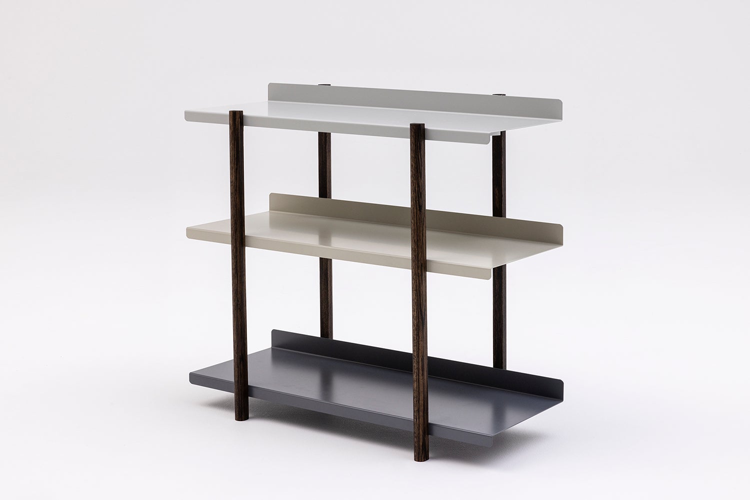 芦沢啓治氏デザイン『MARGE SHELF』の新商品が、アート感覚のインテリアを展開するブランド「DUENDE」より発売！のサブ画像4_MARGE SHELF 3 OIL STAIN FINISH　LIGHT GREY, BEIGE, DARK GREY (LBD)