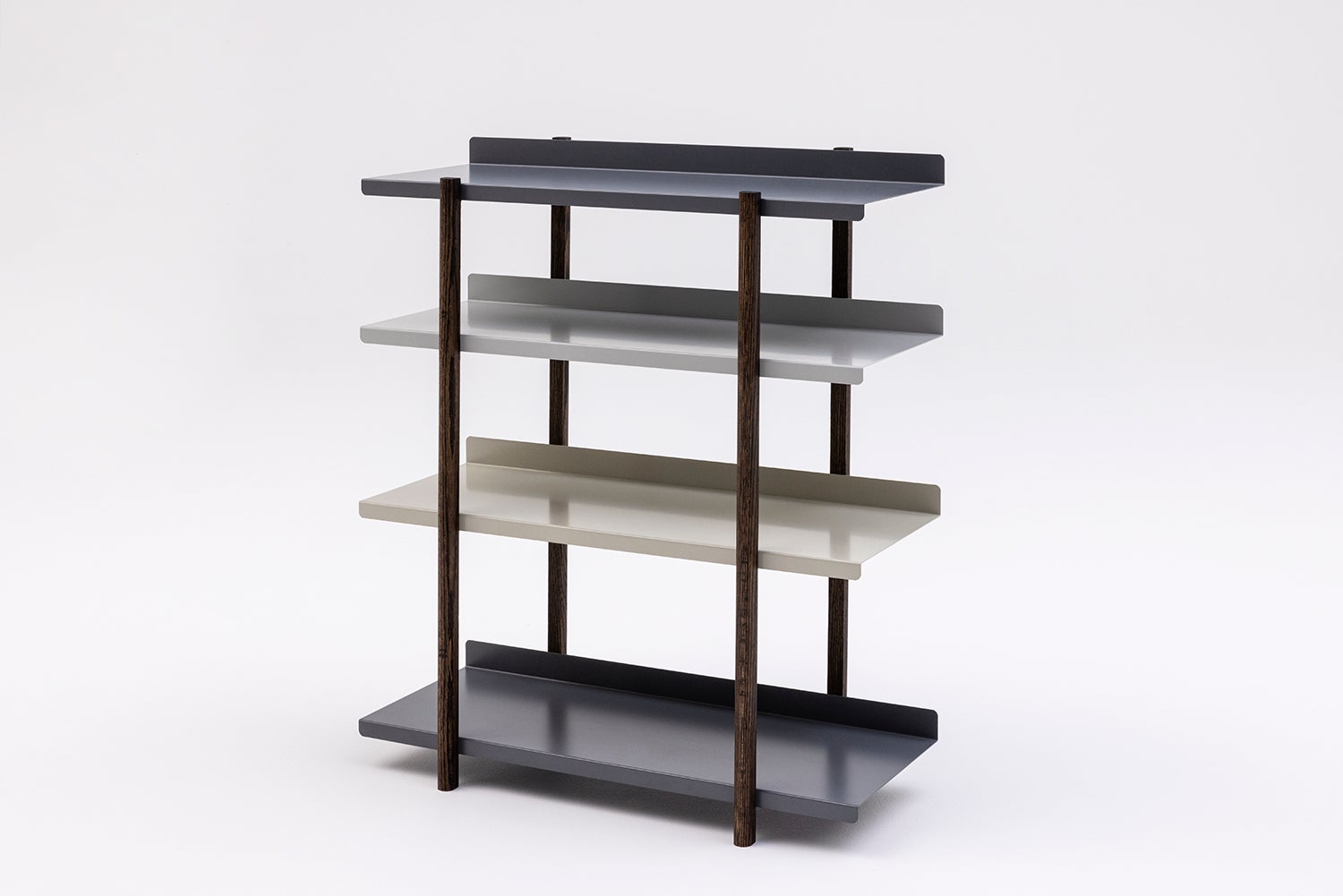 芦沢啓治氏デザイン『MARGE SHELF』の新商品が、アート感覚のインテリアを展開するブランド「DUENDE」より発売！のサブ画像8_MARGE SHELF 4 OIL STAIN FINISH　LIGHT GREY, BEIGE, DARK GREY, DARK GREY (LBDD)
