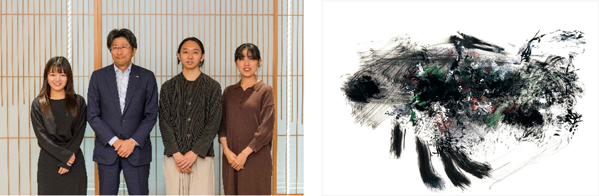 東京藝術⼤学と＜みずほ＞、包括連携協定を締結のサブ画像13_東京藝術大学の学生たちと木原社長 ／  IR資料採用作品「根付く」
