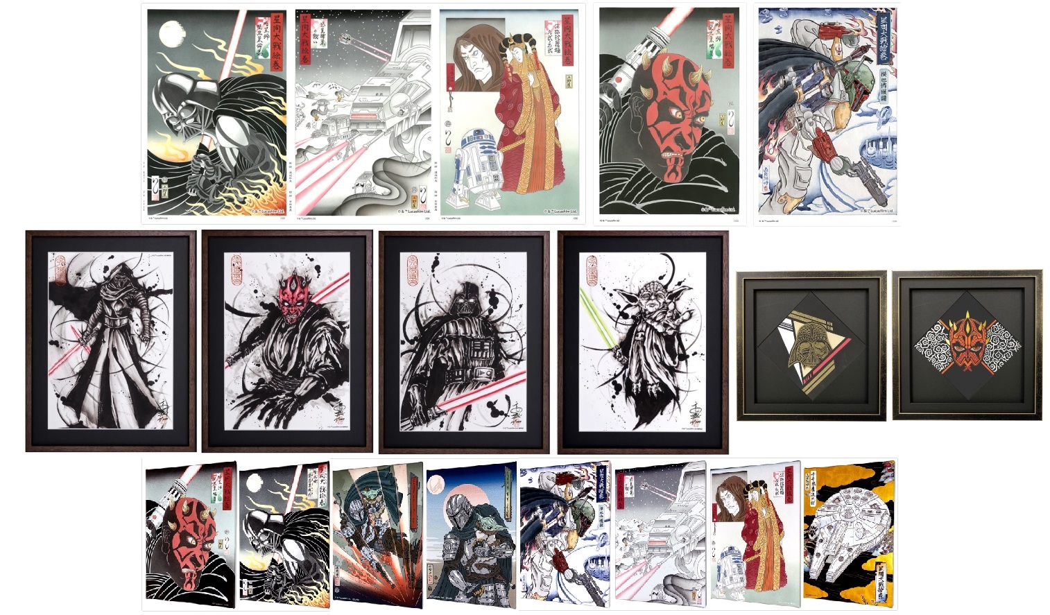 スター・ウォーズ大特集！！『星間大戦絵巻』の浮世絵木版画とファブリックボードが版三 浮世絵工房に新登場！人気キャラクターの武人画や役者絵とともに珠玉のスター・ウォーズ作品が一挙勢揃いのサブ画像1
