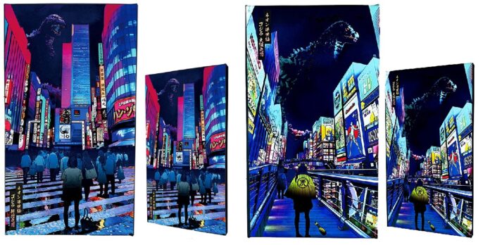 「ネオン浮世絵ゴジラ」ファブリックボードが版三オンラインショップで発売開始！さらに発売を記念して抽選で10名様にプレゼント！！のメイン画像