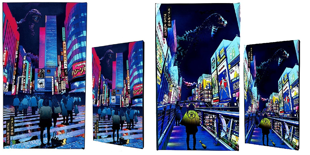 「ネオン浮世絵ゴジラ」ファブリックボードが版三オンラインショップで発売開始！さらに発売を記念して抽選で10名様にプレゼント！！のサブ画像1