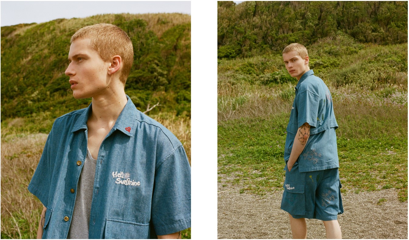 JONAS CLAESSON × FREAK'S STOREのPOPUP EXHIBITIONをFREAK'S STORE渋谷併設の「OPEN STUDIO」にて開催。のサブ画像2_Chambray Trip Shirts ¥14,960(tax in)・Chambray Trip Shorts ¥12,980(tax in)