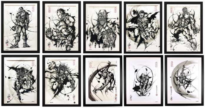 「アイアンマン」「スパイダーマン」など、こうじょう雅之が水墨画でダイナミックに描くマーベル武人画の原画10種蔵出し！のメイン画像