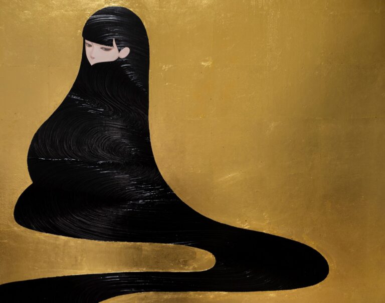 【京都 蔦屋書店】やまなかともろう「金色掻き分け流るる乙女」を5月27日（月）より開催。二条城・本丸御殿の襖絵にインスピレーションを受け、古今の技法を融合した金箔の「麗髪（うるかみ）」シリーズを発表。のメイン画像