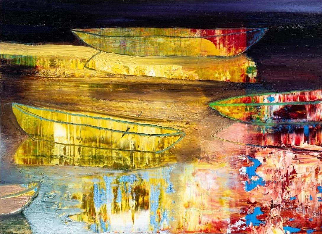 長谷川彰宏、待望の大規模個展開催！のサブ画像3_長谷川彰宏《Floating Boat II》2024　MDFパネル、油彩   24×33cm
