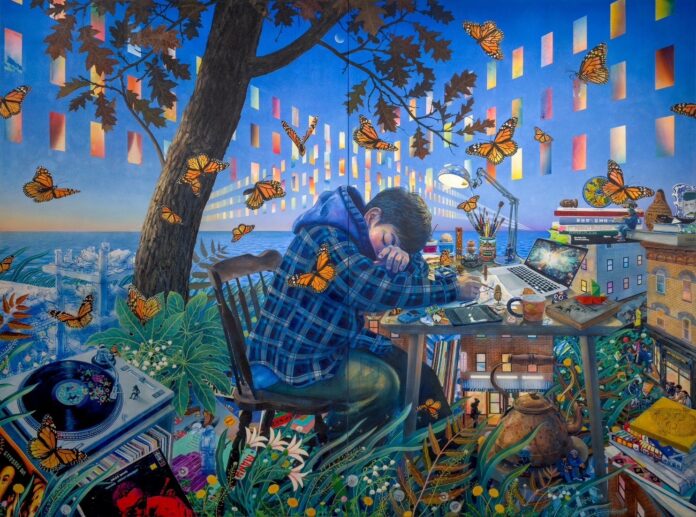 【京都 蔦屋書店】岡安秀士個展「Drowse/Quiet Dawn 微睡の中の 静かな夜明け」を6月29日（土）より開催。境界を越えて行き来する蝶をモチーフに相反する世界の共存を表現する。のメイン画像