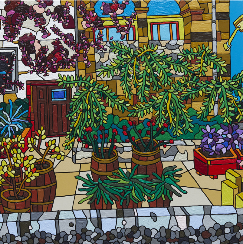 Ryu Itadani「Everyday Life “THERE”」展を2024年8月9日 (金）から開催　家具ブランドarflexと2会場で展示のサブ画像4_「BEDUA」 2024, Acrylic on Canvas, 70 x 70 x 6.5cm