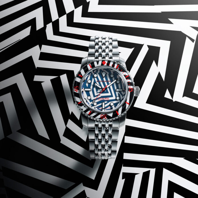 視認性度外視！知る人ぞ知る船舶用迷彩”ラズル・ダズル”をデザインした、「惑わせる時計」。スピニカー『フルース 40 オートマティック ラズル・ダズル リミテッドエディション』、世界500本限定発売。のメイン画像