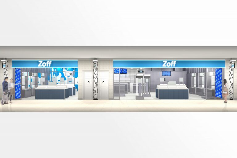 『近未来』を思わせる内装で、これからの〈アイケア〉をイメージファッションとカルチャーを接点に、サングラスの必要性を伝える「Zoff 池袋サンシャインシティ・アルパ店」のメイン画像