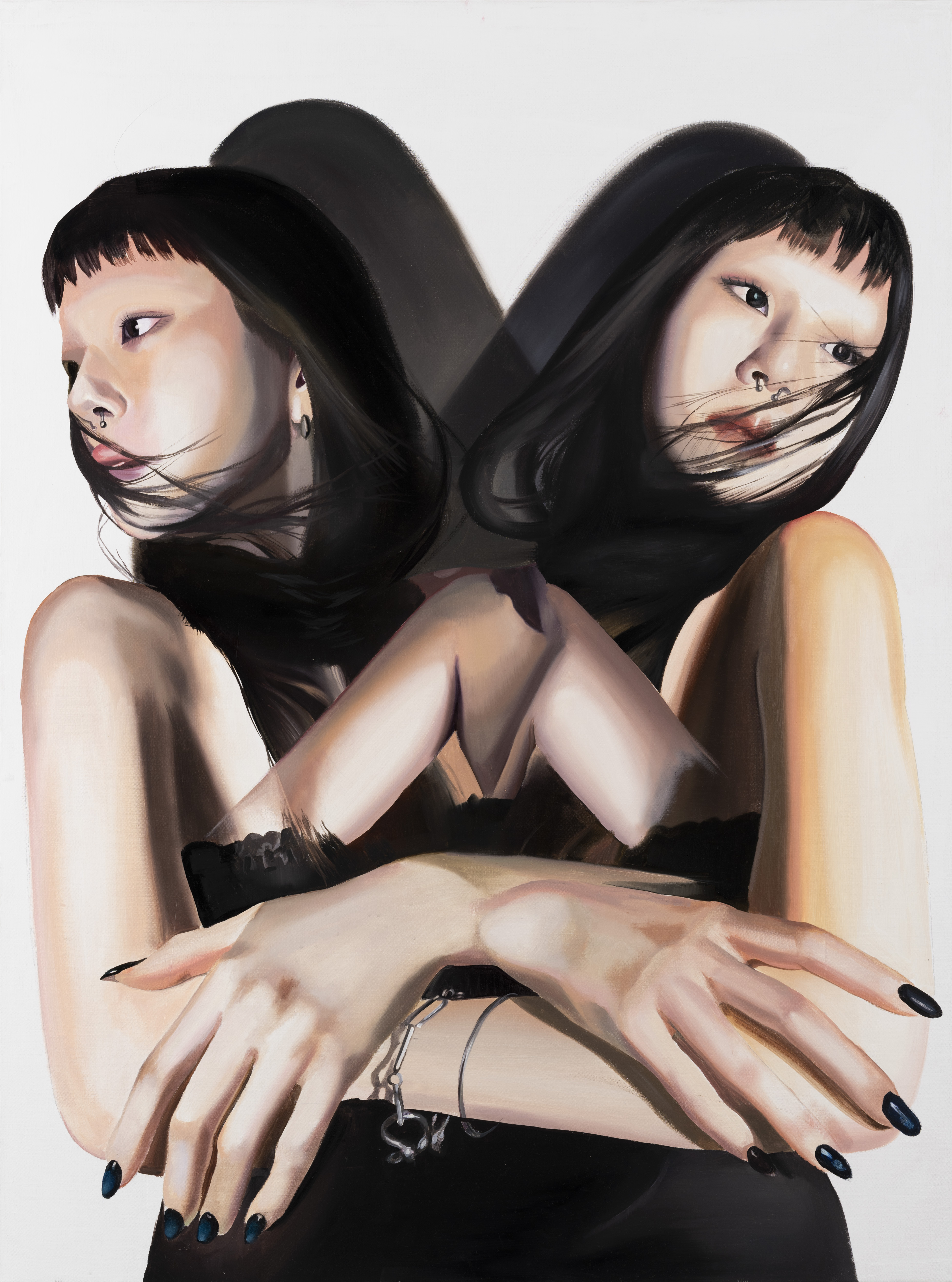 Hinako Sugiyama solo exhibition “Mirror Play”のサブ画像4_Mask Split 2024, oil on canvas 130×97cm