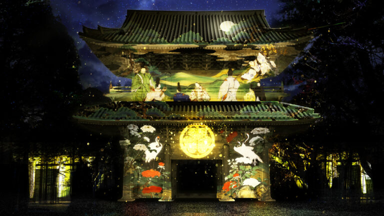 一旗プロデュース「徳川将軍家菩提寺 成道山大樹寺 デジタルアートナイト 2025」を開催。山門のプロジェクションマッピングと40年以上非公開の重要文化財の杉戸絵をデジタル技術で再現した夜間特別拝観。のメイン画像